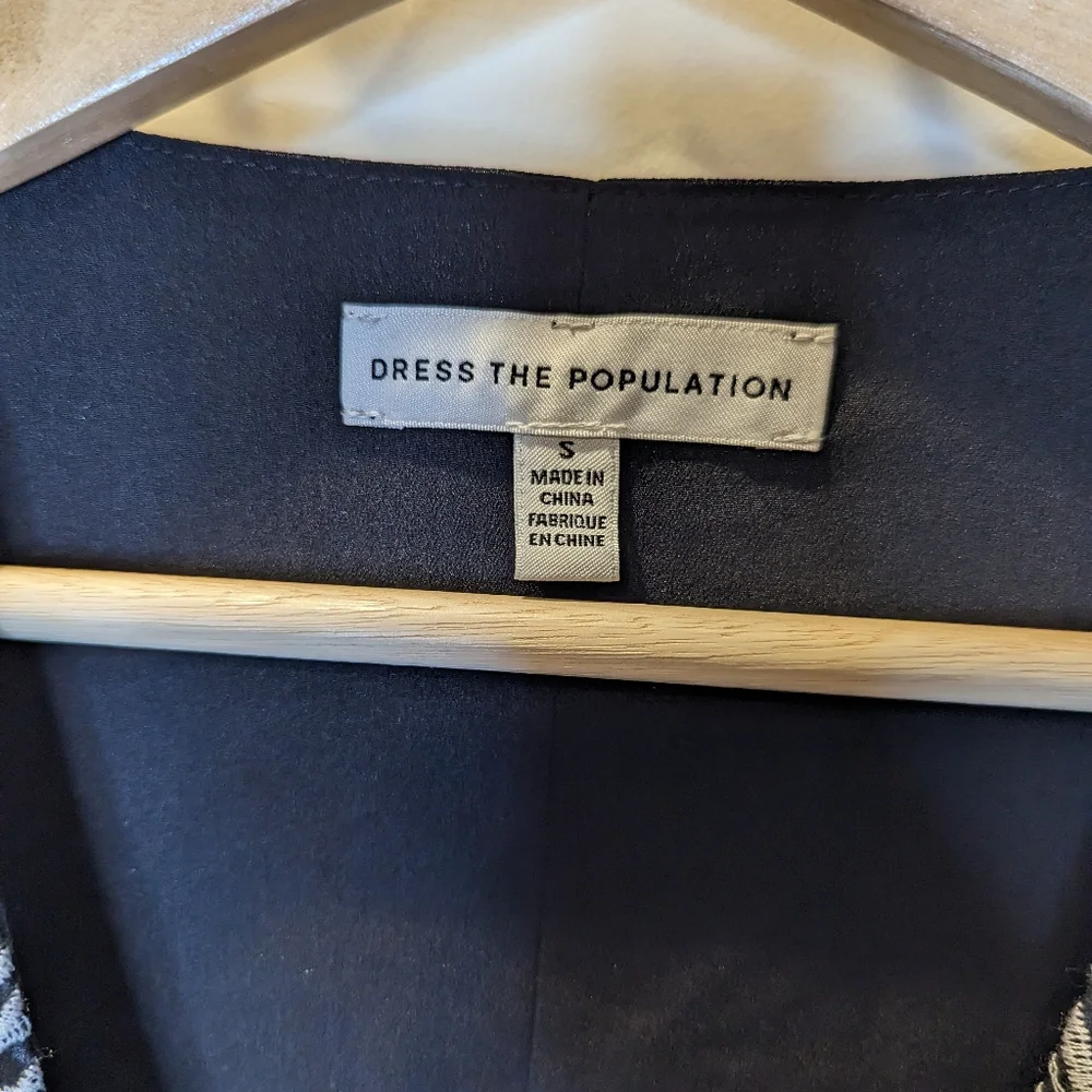 Dress the Population Ophelia Black White Floral Ruffle Midi Wrap Dress Small - Picture 6 of 7